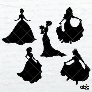 Princess Svg Bundle | Princess Silhouette | Princess Clipart | Princess Cut Files | Dxf Png Eps Files for Cricut Silhouette Printable