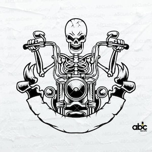 Skull Biker Svg Bestand | Motorfiets Svg | Biker Clipart | Motorfiets Svg | Schedel Svg | Png DXF Jpg Eps-bestand voor Cricut Silhouet Afdrukbaar