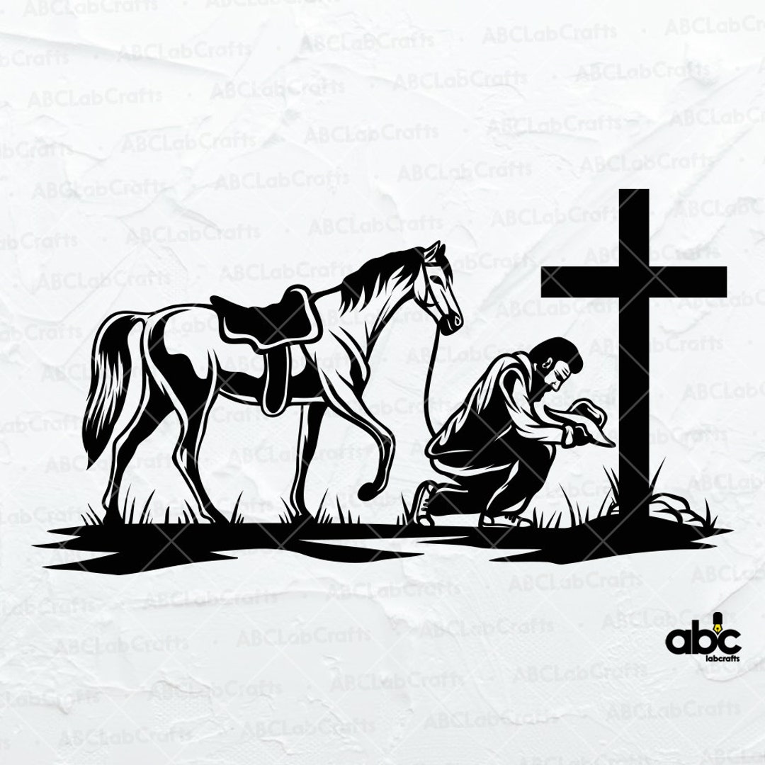 Man Kneeling at Cross Svg File Rodeo Boy Svg Western Cowboy Svg Cowboy