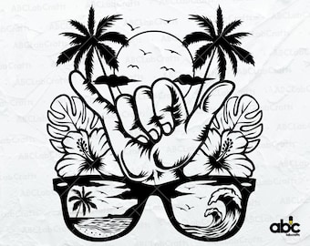 Shaka Summer Vibes Svg File | Summer Svg | Summer Clipart | Shaka Clipart | Yolo Svg | Png DXF Jpg Eps File for Cricut Silhouette Printable