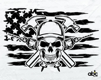 US Carpenter Skull Svg | US Carpenter Svg | Repair Svg | Carpenter Dad Svg | Builders Png DXF Jpg Eps File for Cricut Silhouette Printable
