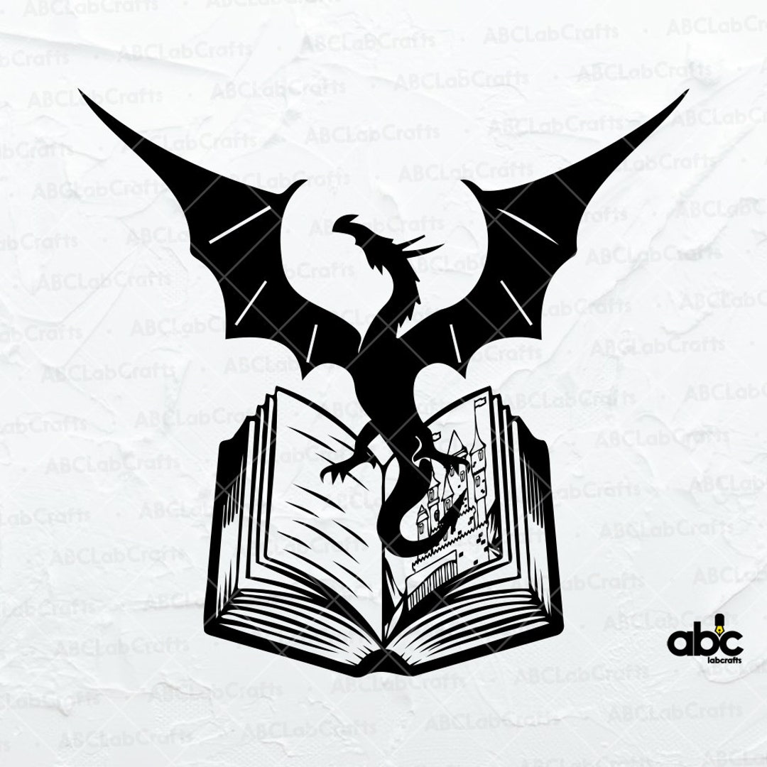 Dragon Book Svg File Halloween Svg Mystical Svg Book Lover Svg