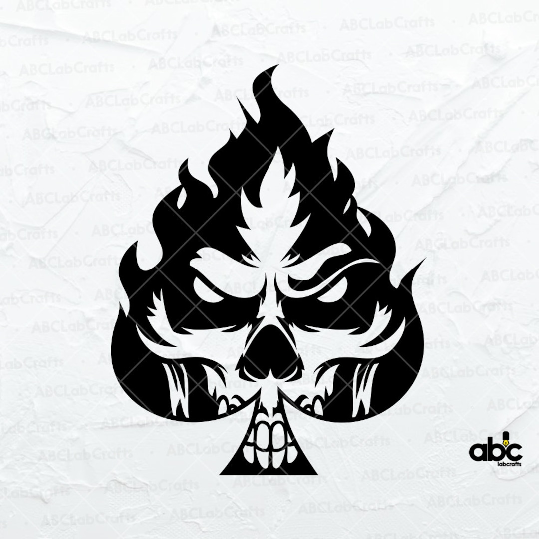 Pocket Aces Skull Svg File Ace Skull Svg Playing Cards Svg Flaming Card