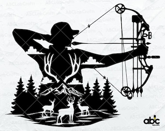 Deer Bow Hunting Svg File | Bow and Arrow Clipart | Antler Shirt Png | Hunter Dad Svg | Png DXF Jpg Eps File for Cricut Silhouette Printable