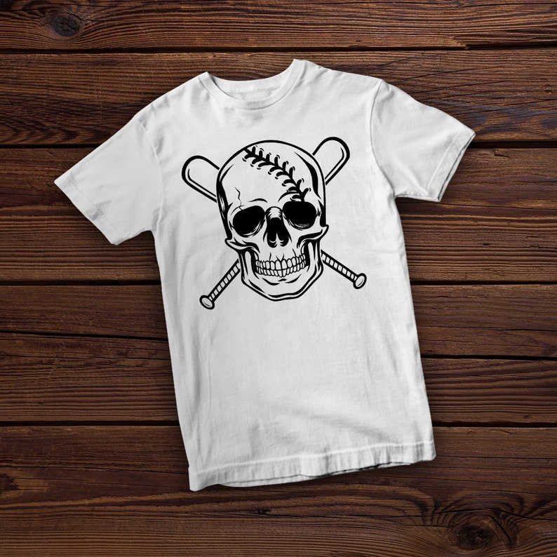 Baseball Skull With Crossed Bats Svg Baseball Svg Skull - Etsy