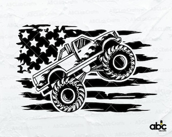 USA Monster Truck Svg File | US Monster Truck Shirt | Monster Truck Clipart | Truck Svg | Monster Truck Png | Cutting Files