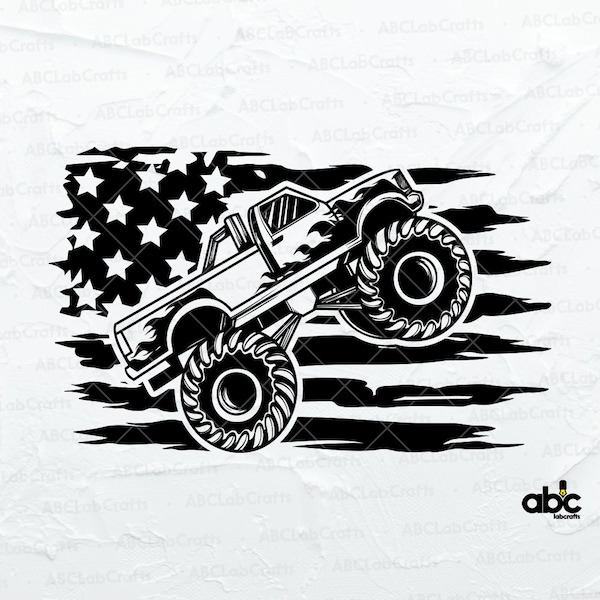 USA Monster Truck Svg File | US Monster Truck Shirt | Monster Truck Clipart | Truck Svg | Monster Truck Png | Cutting Files