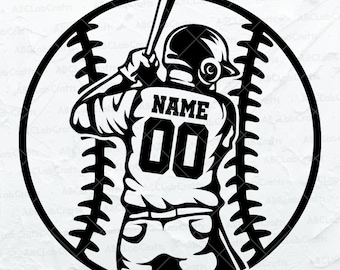 Personalized Name Baseball Player Svg File | Baseball Team Svg | Baseball Dad Clipart | Dxf Png Eps Files for Cricut Silhouette Printable