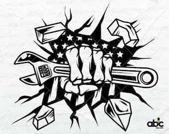 Mecánico Smash Wall Svg Archivo / Mechanic Clipart / Mechanic Cutfile / Smash Wall Png / Mechanic Png / Mechanic/ Mechanic Dad Svg / Wrench Svg