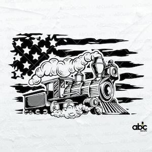 Amerikaanse trein clipart SVG-bestand | Treinstickers | Treinillustratie | Amerikaanse trein Svg | Trein gesneden bestand | Treinshirt | Bestanden knippen