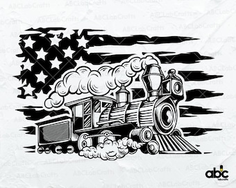 US Train Clipart Svg File | Train Stickers | Train Illustration | US Train Svg | Train Cut File | Train Shirt | Cutting Files