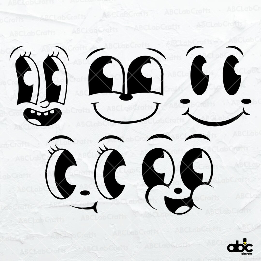 Cartoon ogen cutfile | Dxf Png Eps-bestanden voor Cricut silhouet  afdrukbaar - Etsy België, image size:1080x1080
