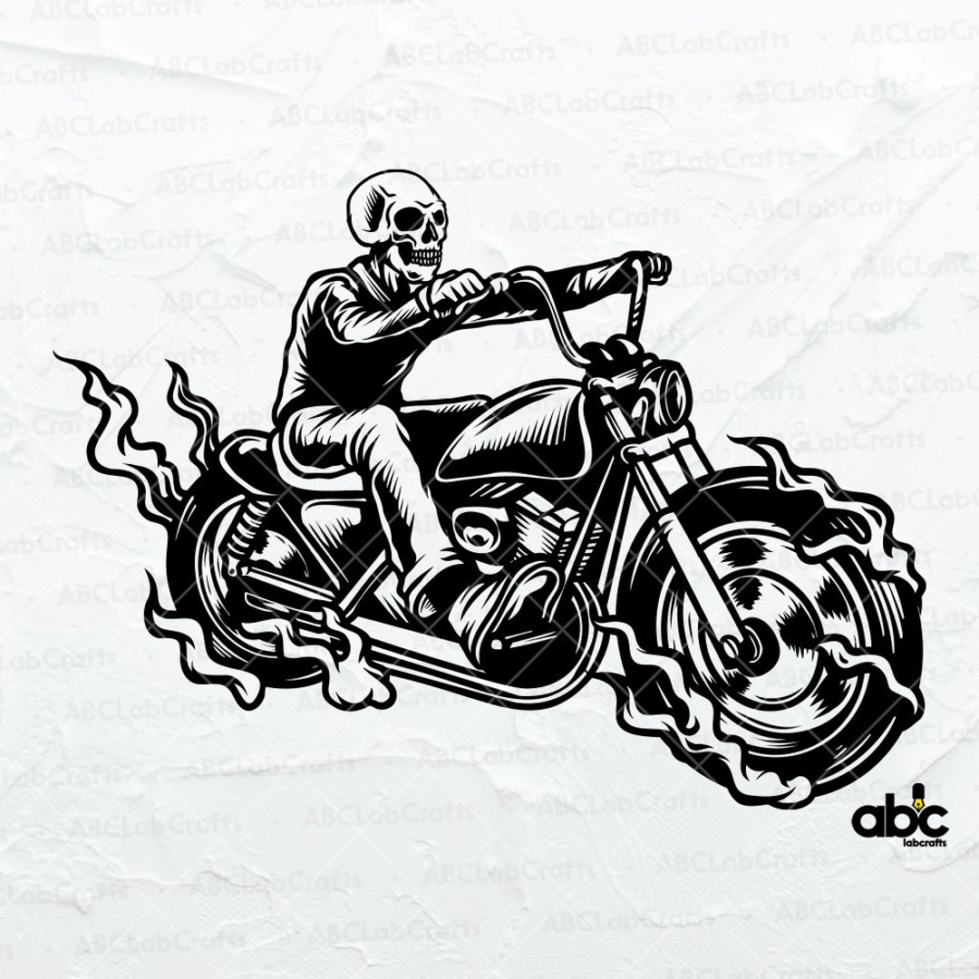 Biker Skull Svg File | Skull Svg | Rider Svg | Motorbike Svg | Biker ...