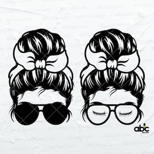 Mom Life Svg File | Momlife Svg | Messy Bun Svg | Lashes Svg | Eyebrows Svg | Glasses Cut Files | Messy Bun Hair Svg