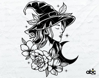 Witchcraft Svg File | Witch Clipart | Witch Svg | Magical Girl Svg | Halloween Svg | Dxf Png Eps Files for Cricut Silhouette Printable