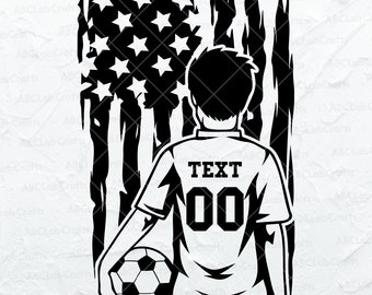 US Fußball-Kid-Player-Svg-Datei | Personalisierte Fußball | Fußball Clipart | Fußball Kind Cutfile Dxf Png Eps Dateien für Cricut Silhouette Printable