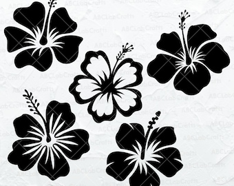 Hibiscus Svg Bundle | Hawaii Flowers Svg | Tropical Flowers Png | Flower Svg Cut Files | Dxf Png Eps Files for Cricut Silhouette Printable