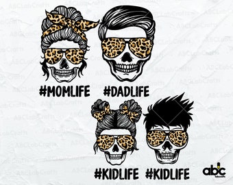 Fam Life Svg Bundle | Mama Leben Kind Leben Svg | Papa Leben Kind Leben Svg | Mama Svg | Leopard Mom Leben Svg | Mama Leben Svg | Bun Haar Leopard Svg