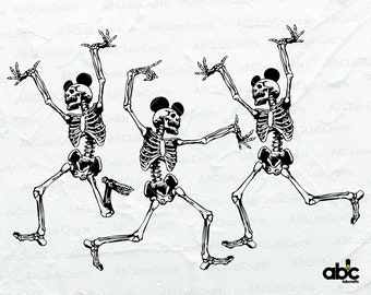 Esqueletos divertidos van al parque temático Archivo svg / Esqueletos bailando svg / Personalizar regalo svg / Esqueletos svg / Halloween svg / Huesos svg