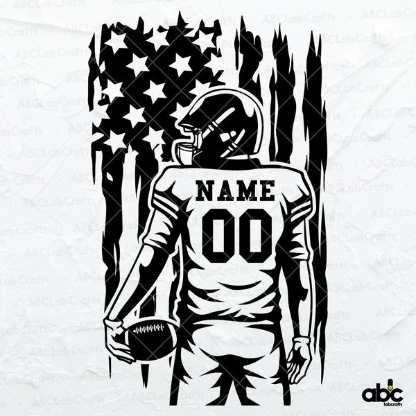 Aangepast Amerikaans voetbalspeler Svg-bestand | Amerikaans voetbal SVG | Voetbalteamnaam Svg | Dxf Png Eps-bestanden voor Cricut silhouet afdrukbaar