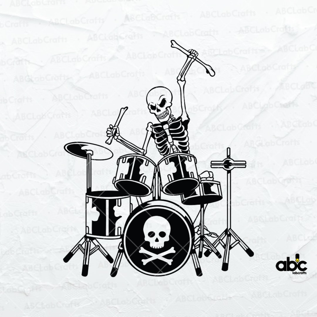 Skeleton Drummer Svg File Rock and Roll Svg Drummer Svg Musician T
