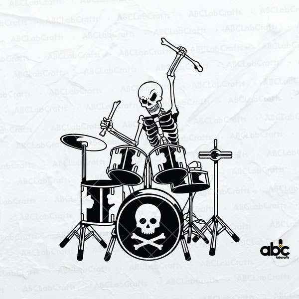 Skeleton Drummer Svg File | Rock And Roll Svg | Drummer Svg | Musician T-Shirt | Png DXF Jpg Eps File for Cricut Silhouette Printable