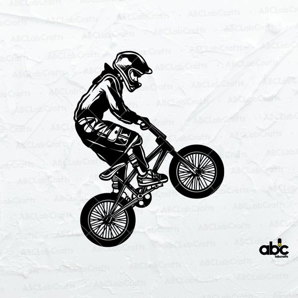 Bicycle Racing Svg | BMX Svg | Racer Extreme Sport Svg | Freestyle Wheelie Svg | Cutting File