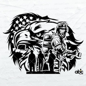 US Patriotic Eagle Fire Fighter Svg File | Fire Department Png | Rescue Svg | Png DXF Jpg Eps File for Cricut Silhouette Printable