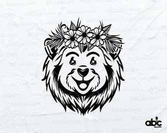 Baby Lion Floral Svg File | Animal Flowers Svg | Lion Head Svg | Lion Animal Svg | Lion Svg | Lion Flowers Svg | Floral Animal Svg