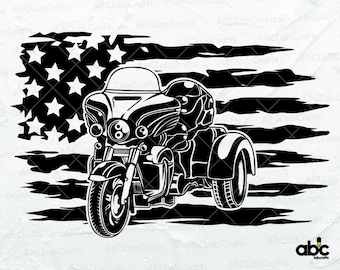 US Trike Motorcycle Svg File | Trike Motorcycle Png | American Trike Motor Clipart | Png DXF Jpg Eps File for Cricut Silhouette Printable