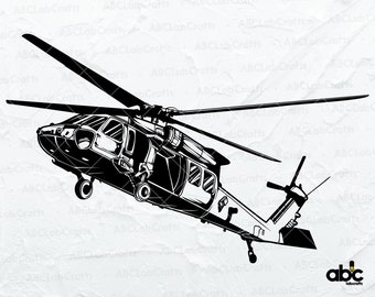 Black Hawk Helicopter Svg File | Army Military Svg | Helicopter Svg | Chopper Svg | Png DXF Jpg Eps File for Cricut Silhouette Printable