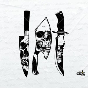 Halloween Svg File | Knife Skull Svg | Skull Svg | Horror Svg | Allhallowtide Svg | Spooky Svg | Knife Svg | Cutting File