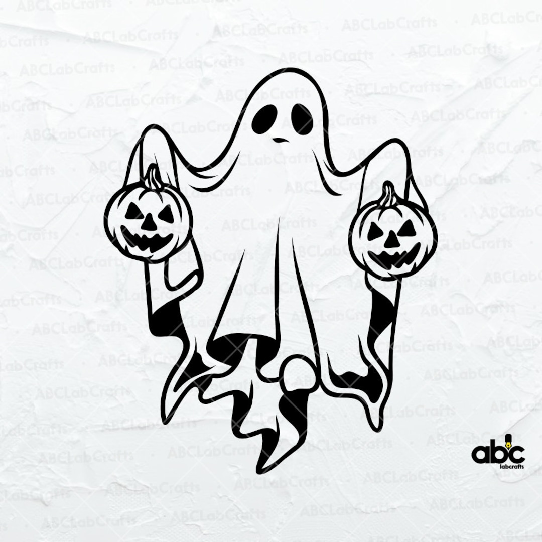 Ghost Svg File | Halloween Svg | Ghost With Pumpkin Svg | Cute Ghost ...