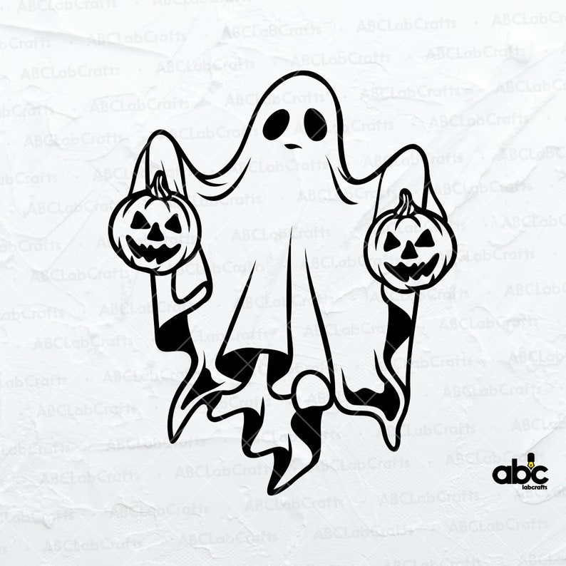 Ghost Svg File Halloween Svg Ghost With Pumpkin Svg Cute - Etsy