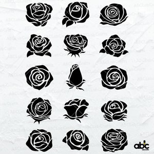 Rose Svg Bundle | Flower Svg | Rose Clipart | Rose Cut File | Rose ...