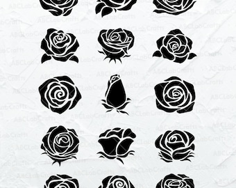 Rose Svg Bundle | Flower Svg | Rose Clipart | Rose Cut File | Rose Silhouette | Rose Png | Dxf Png Eps Files for Cricut Silhouette Printable