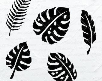 Monstera Leaves Svg Bundle | Tropical Leaves Svg | Monstera Clipart | Monstera Silhouette | Dxf Png Eps File for Cricut Silhouette Printable
