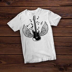 Guitar Angel Wings Svg File Music Svg Acoustic Guitar Svg Wings Svg Rock Music Png DXF Jpg Eps File for Cricut Silhouette Printable image 2