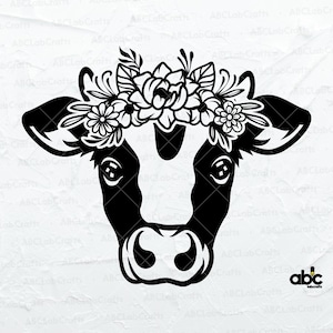 Floral Cow Svg File | Baby Cow Svg | Farm Life Svg | Cow Svg Files for Cricut | Cute Cow Svg | Floral Animal Svg | Floral Farm Animal Svg