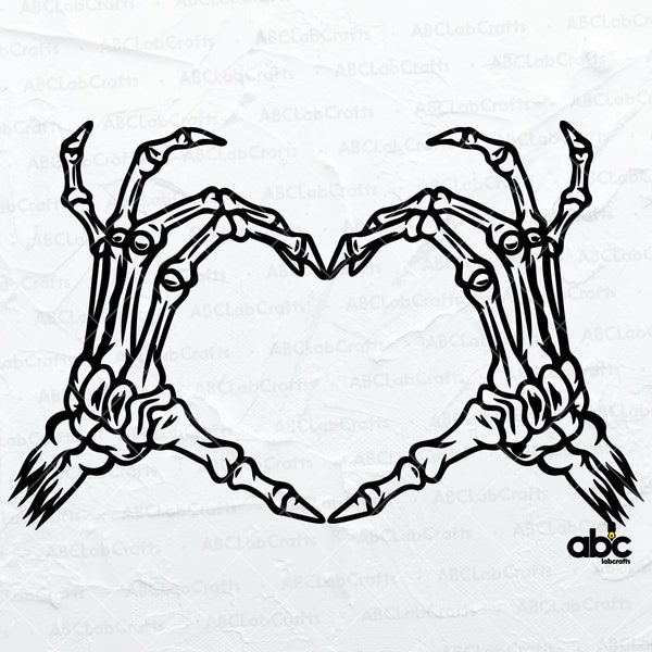 Skeleton Heart Hands Svg File | Heart Svg | Skeleton love Svg | Skeleton Svg | Png DXF Jpg Eps File for Cricut Silhouette Printable