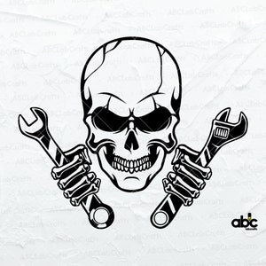 Skull Mechanic Svg File | Mechanic Dad Svg | Wrenches Svg | Skull Svg | Skull Shirt | Dxf Png Eps Files for Cricut Silhouette Printable
