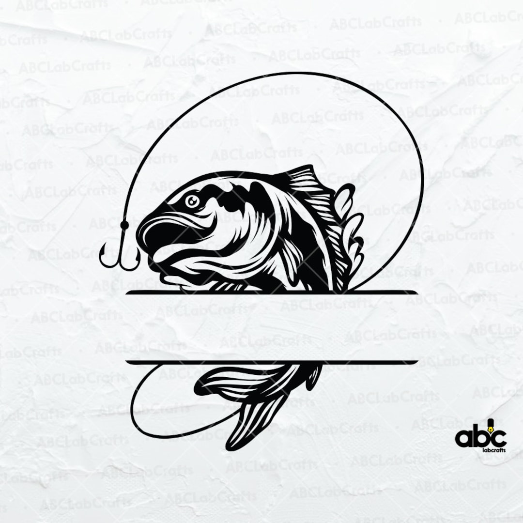 Fishing Monogram Svg File Fish and Hook Svg Fish Monogram Frame Png