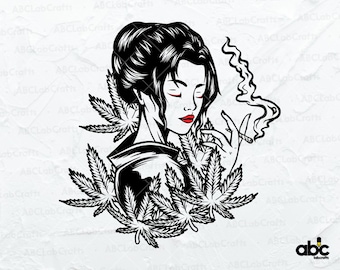 Woman Smoking Weed Joint Svg File | Cannabis Svg | Weed Svg | Marijuana Svg | Messy Bun Hair svg | Smoking Weed Svg | Cutting Files