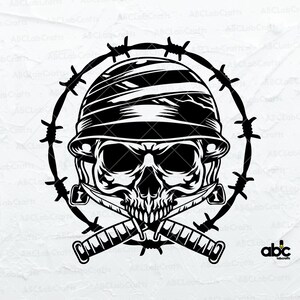 Military Skull Svg File | Skull Soldier Dad Clipart | US Army Svg | Veteran Gift Idea | Png DXF Jpg Eps File for Cricut Silhouette Printable