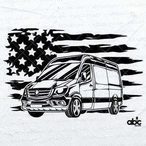 US Cargo Delivery Van Svg File | Vehicle Svg | US Delivery Van Truck Svg | Shipping Van Png DXF Jpg Eps File for Cricut Silhouette Printable