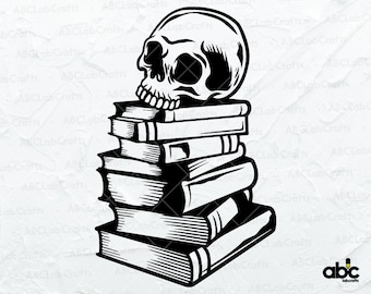 Book with Skull Svg File | Skull Svg | Book Lover Svg | Librarian Svg | Teacher Svg | Png DXF Jpg Eps File for Cricut Silhouette Printable