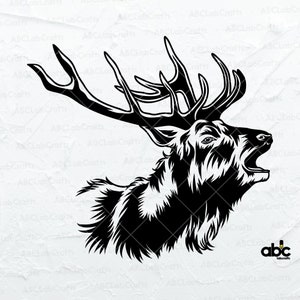 Elk Deer Svg File | Elk Deer Clipart | Elk Deer Png | Antler Svg | Deer Hunting Svg | Png DXF Jpg Eps File for Cricut Silhouette Printable