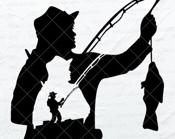 Fishing Scene Svg File | Angling Dad Shirt Png | Angler Cut File | Outdoor Clipart | Dxf Png Eps Files for Cricut Silhouette Printable