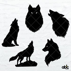 Howling Wolf Svg File | Wolf Svg | Mountain Wolf Svg | Wolf Pack Svg | Wolf Clipart | Dxf Png Eps Files for Cricut Silhouette Printable