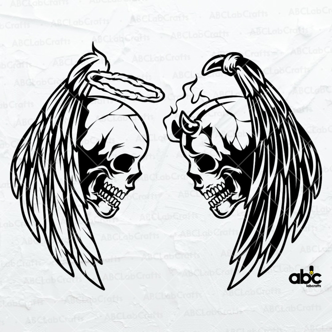 Angel & Devil Svg File Good and Bad Skull Svg (Download Now) - Etsy
